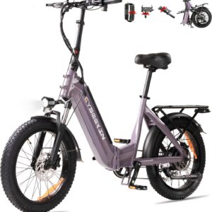 C20 E Bike Folding Bike, 20 x 3.0 Fat Bike with Hydraulic Brakes, 48 V 15.6 Ah Battery up to 120 km, 250 W Motor 25 km/h Ebike, LCD Colour Display, Shimano 7-Speed Electric Bicycle for Men