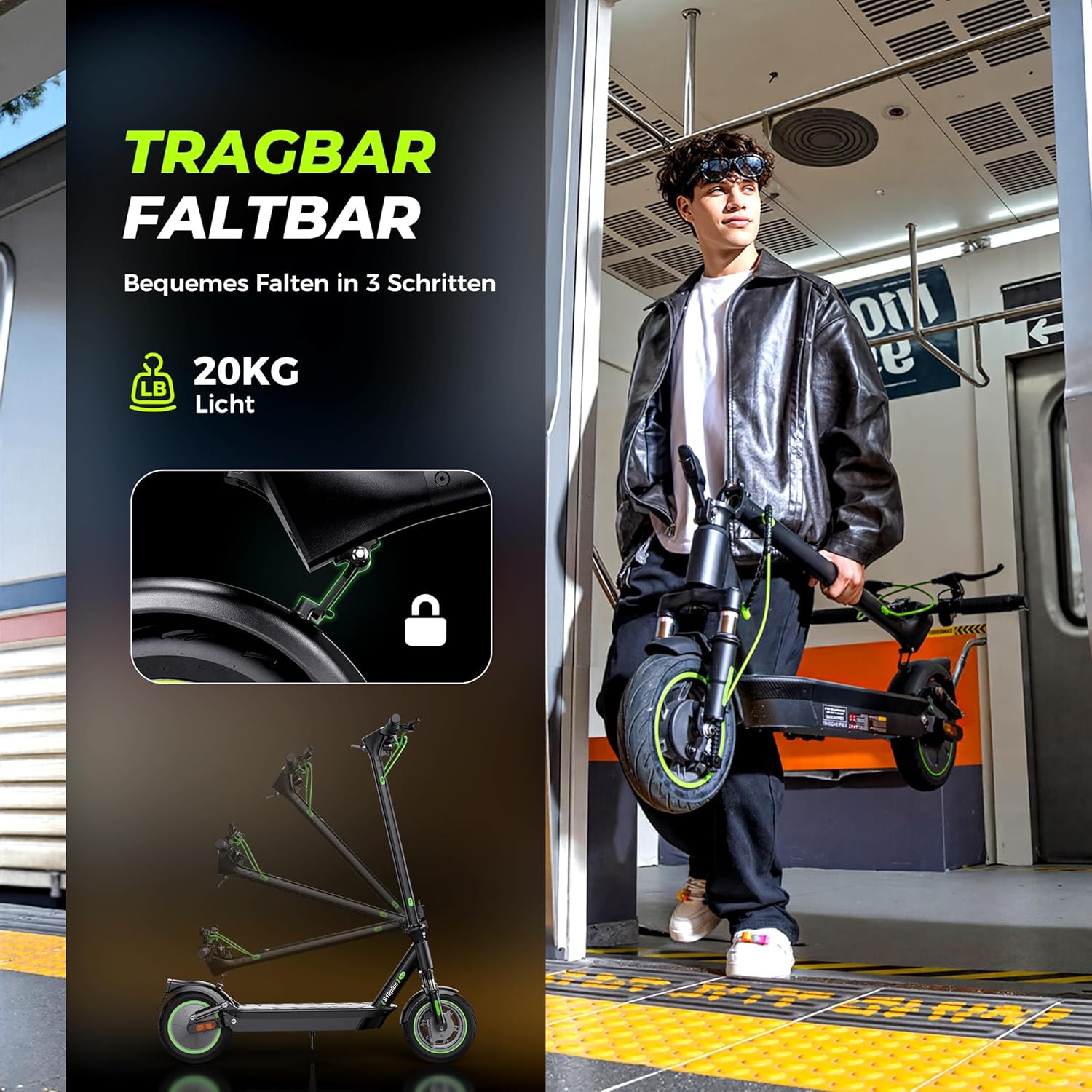 E Scooter with Road Approval, Max 60 km Range, E Scooter with Indicator, 10 Inch Electric Scooter with Damping and App, Foldable Electric Scooter up to 120 kg, 500 W Electric Scooter Adult for Commuting – Bild 6
