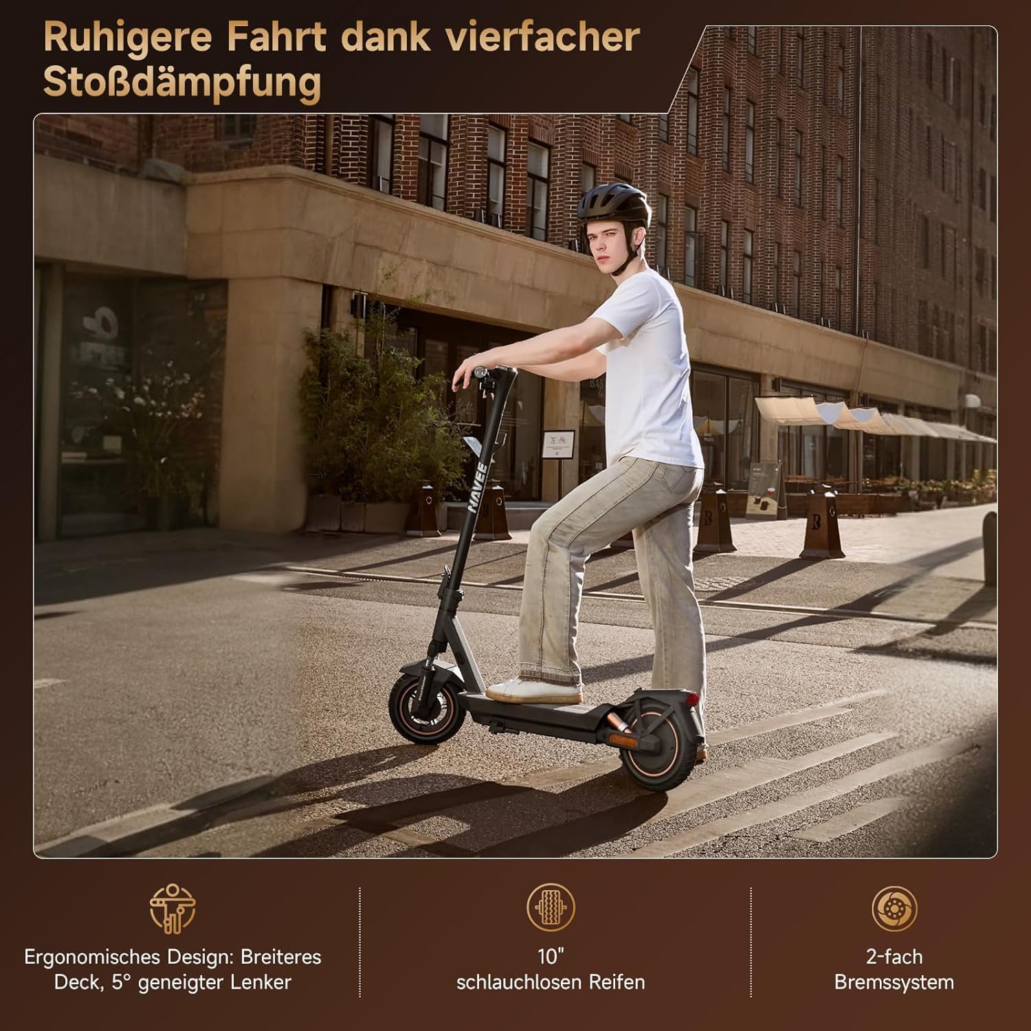 NAVEE GT3 und ST3 Serie E-Scooter 350W-400W, 50 km-75 km Reichweite | Vierfach-Federung | Klappbar (54 cm) mit IPX5,Steigungen 18%-22% – Bild 3