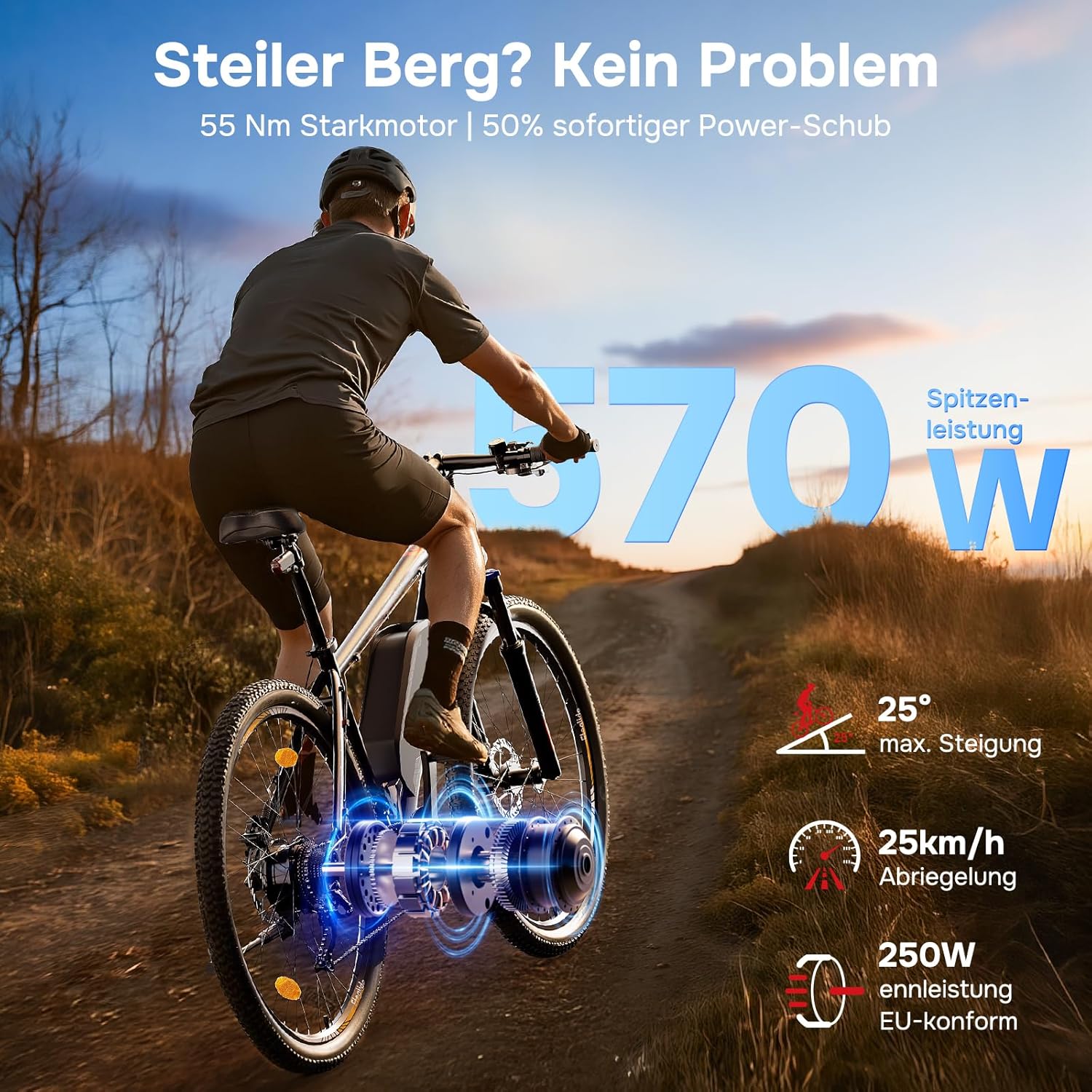 Eleglide E Bike, 27,5/29 Zoll E-Bike Herren Damen mit Hydraulische Scheibenbremse, 36V 18Ah Akku, Reichweite bis zu 150 KM, Offroad E-Mountainbike, 21 Gänge Elektrofahrrad, Mopride 2 – Bild 3