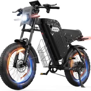 VARUN E Bike, 20 x 4.0 Inch Men’s E-Bike with 48 V 31.5 Ah / 20.8 Ah Battery, up to 160-180 KM, 250 W 70 Nm Motor Ebike Mountain Bike with Full Suspension, Indicator, 7-Speed All-Terrain E-Fatbike