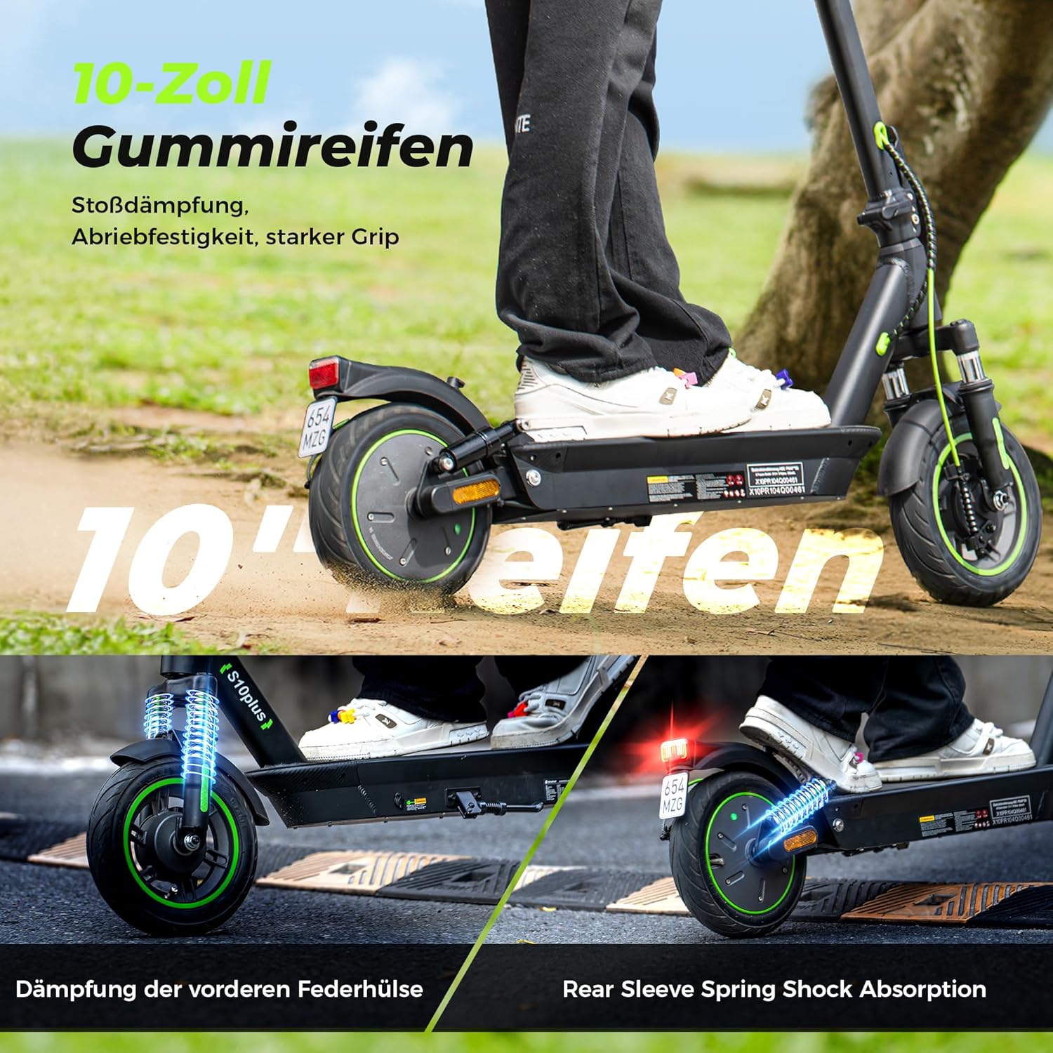 E Scooter with Road Approval, Max 60 km Range, E Scooter with Indicator, 10 Inch Electric Scooter with Damping and App, Foldable Electric Scooter up to 120 kg, 500 W Electric Scooter Adult for Commuting – Bild 3