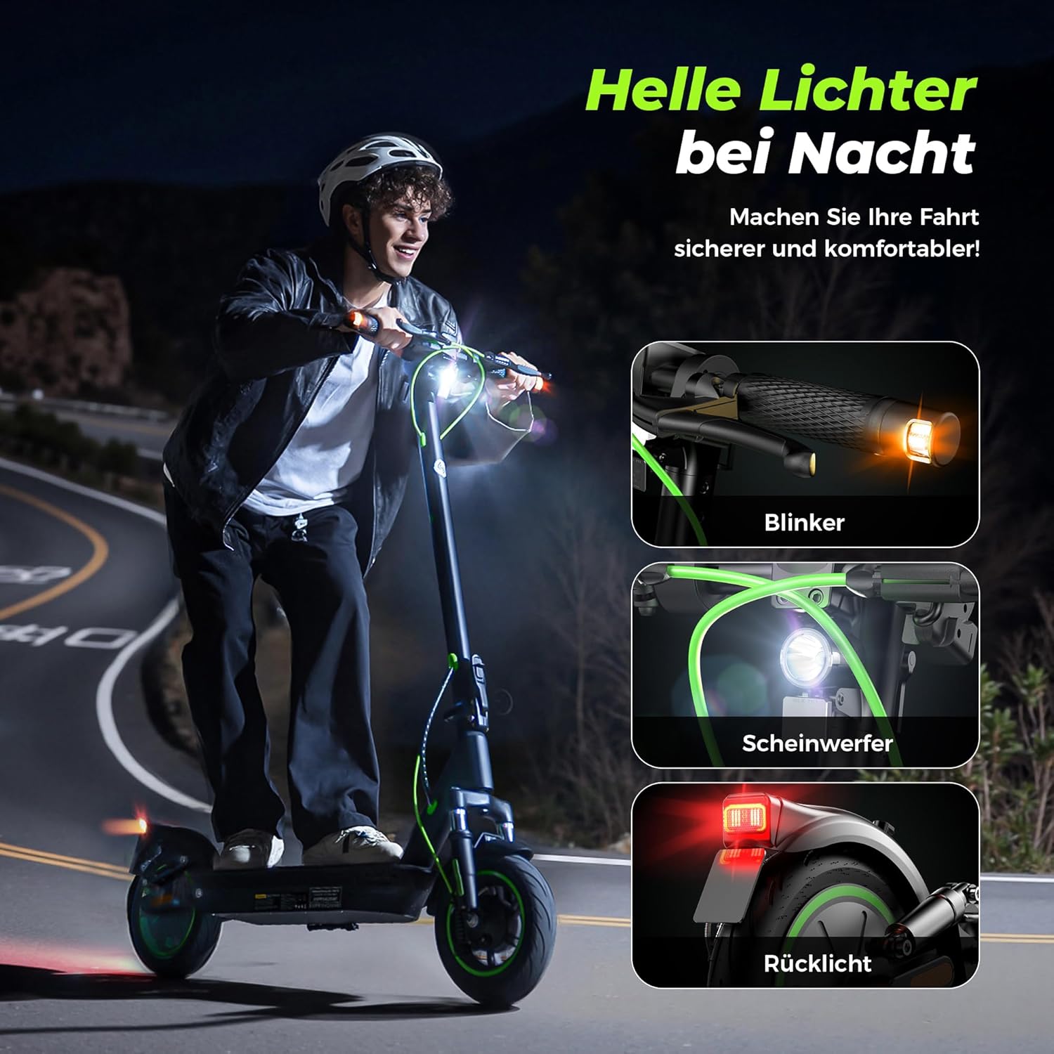 E Scooter with Road Approval, Max 60 km Range, E Scooter with Indicator, 10 Inch Electric Scooter with Damping and App, Foldable Electric Scooter up to 120 kg, 500 W Electric Scooter Adult for Commuting – Bild 5