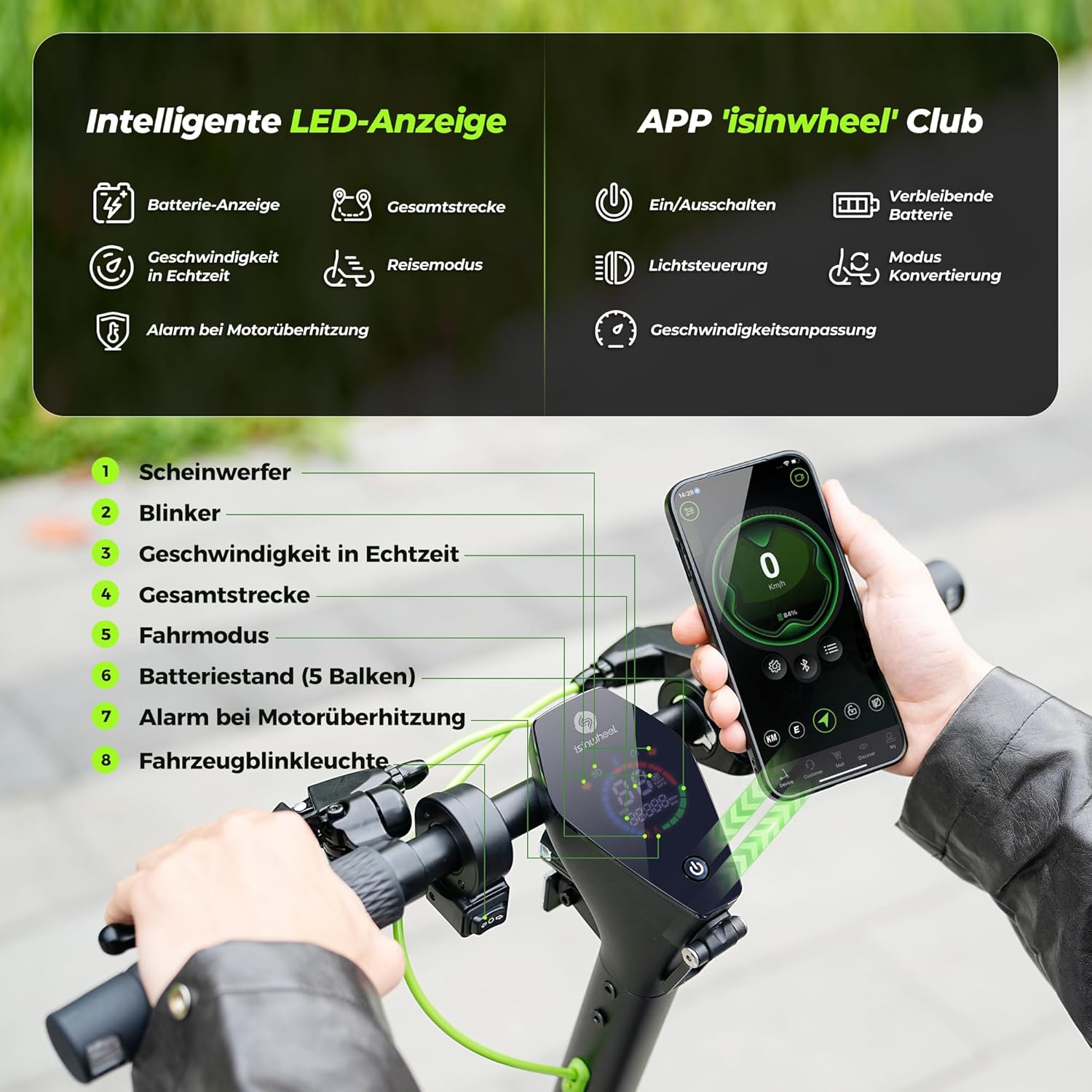 E Scooter with Road Approval, Max 60 km Range, E Scooter with Indicator, 10 Inch Electric Scooter with Damping and App, Foldable Electric Scooter up to 120 kg, 500 W Electric Scooter Adult for Commuting – Bild 7