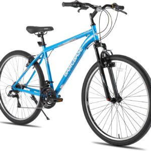 HILAND BAMCBASE 26/27,5/29 Zoll Mountainbike, Hochfester Stahlrahmen 21 Gänge Mountainbike, V-Brake Hardtail MTB Bike für Männer Frauen, Schwarz/Blau/Grau