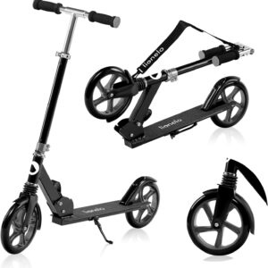 LIONELO Luca Cityroller für Kinder, Jugendliche und Erwachsene bis 100 kg, 200 mm PU-Räder, ABEC-7 Kugellager, ShockResist Stoßdämpfung, höhenverstellbar, klappbar, leicht 4,1 kg