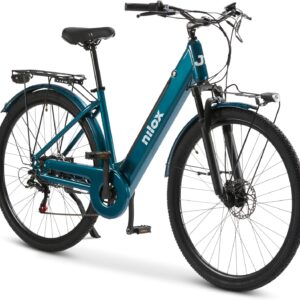 Nilox J7 Electric Bike City Electric Bike Up to 80 Km Range Max 25 km/h 36V 250W Motor Removable 36V – 13Ah Battery 28″ x 1.75″ Tyres Shimano 6 Speed Gear Green