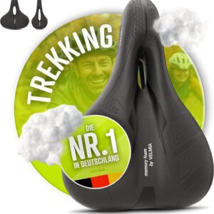VELMIA Bicycle Saddle Maximum Riding Comfort Thanks to Ergonomic [3-Zone Concept] and ShockAbsorb Suspension I Bicycle Saddle Men and Bicycle Saddle Women Bicycle Gravel Bike MTB e Mountain Bike