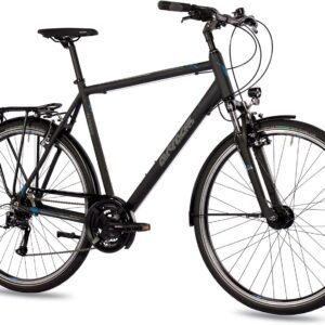 Airtracks Men's Trekking Bike 28-Inch Trekking Bike TR.2820 SHIMANO ACERA RD-T3000, 21G Derailleur, Hub Dynamo Black Matte - Frame Heights 52 cm, 56 cm and 60 cm - 2020 Model