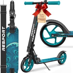 RE:SPORT City scooter for children and adults with bell and carrying strap, height adjustable and foldable up to 100 kg, children’s scooter, large wheels, kick scooter, kick scooter