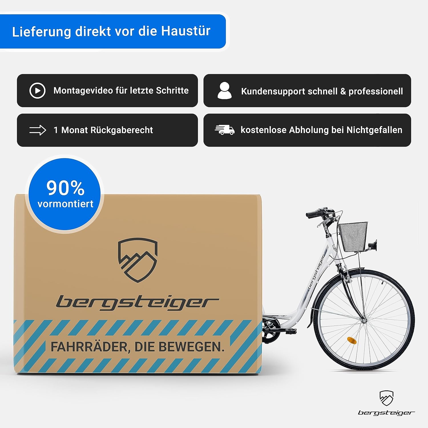 Bergsteiger Florenz 28 Inch Women's Bicycle with Basket, Lighting & Gears, from 160 cm, Women's Bicycle with Shimano 7 Gears, Retro Women's Bike – Bild 7