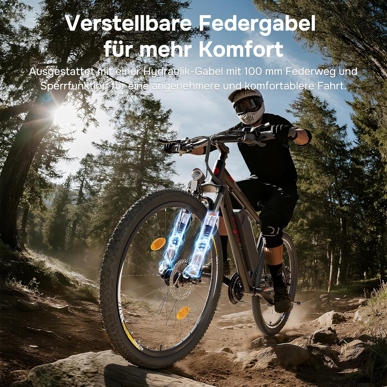Eleglide E Bike, 27,5/29 Zoll E-Bike Herren Damen mit Hydraulische Scheibenbremse, 36V 18Ah Akku, Reichweite bis zu 150 KM, Offroad E-Mountainbike, 21 Gänge Elektrofahrrad, Mopride 2 – Bild 4