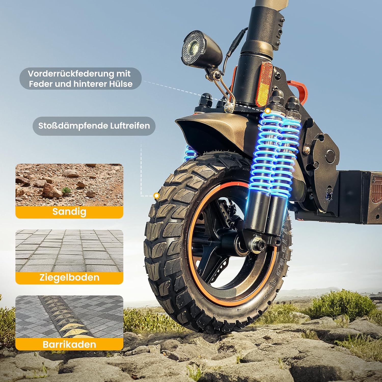 CIRCOOTER M2 E Scooter with Road Legal, 10 Inch Off-Road E-Scooter, Up to 60-70 km Range, Indicator, Up to 150 kg Load Capacity, Foldable Electric Scooter for Adults & Commuters – Bild 4