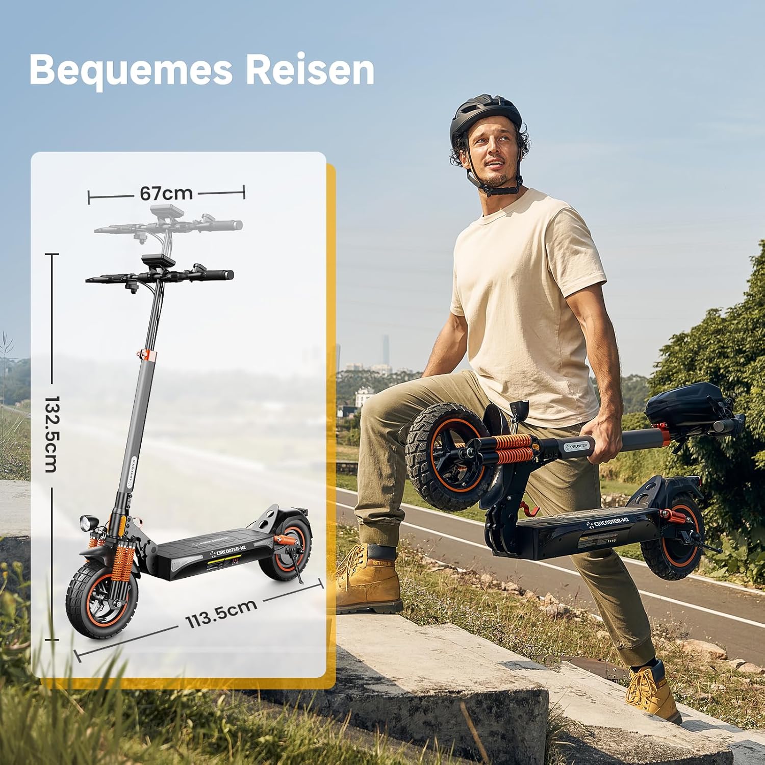 CIRCOOTER M2 E Scooter with Road Legal, 10 Inch Off-Road E-Scooter, Up to 60-70 km Range, Indicator, Up to 150 kg Load Capacity, Foldable Electric Scooter for Adults & Commuters – Bild 7