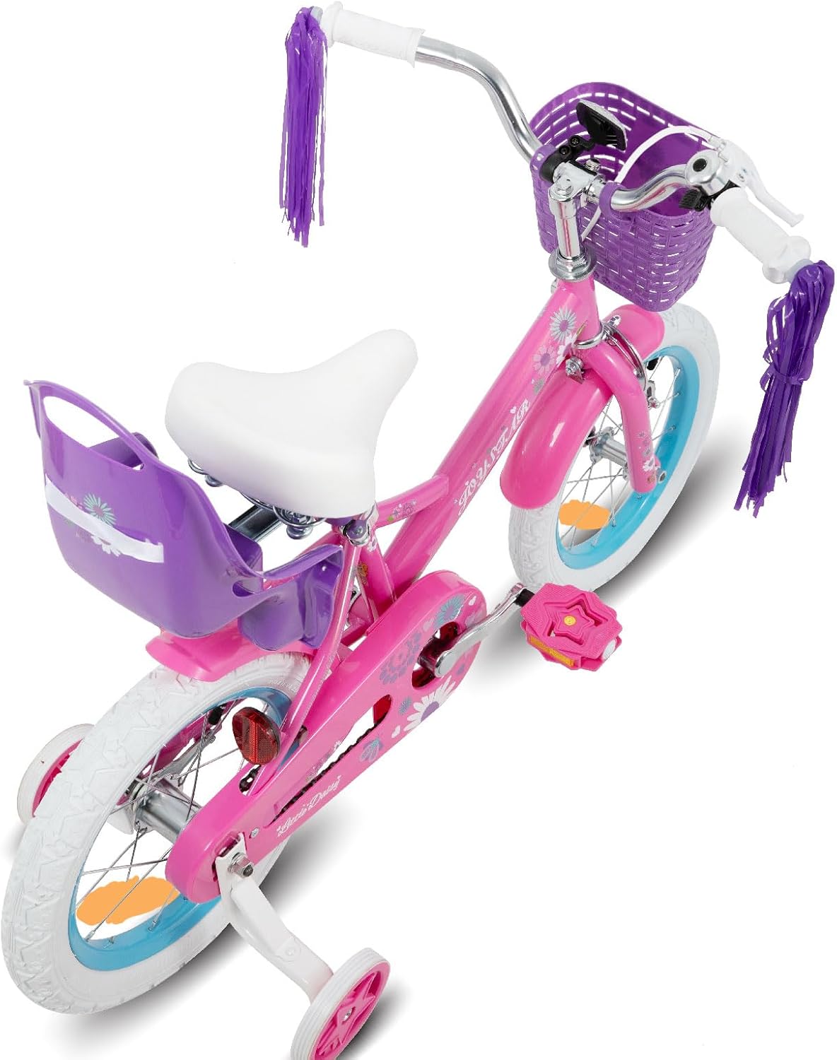 JOYSTAR Little Daisy 12/14/16 Zoll Kinderfahrrad für 2-7 Jahre Mädchen, Kleinkind Fahrrad Mit Stützrädern, Prinzessin-Stil Mit Korb und Luftschlangen – Bild 3