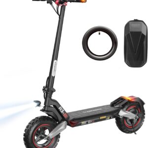 E Scooter with Road Legal, Max 100 km Range, 48 V/15.6 AH, 10 Inch Offroad Electric Scooter with Indicator (EMark) & App, Durability E Scooter for Adults, City and Country Commuting, Replacement Hose