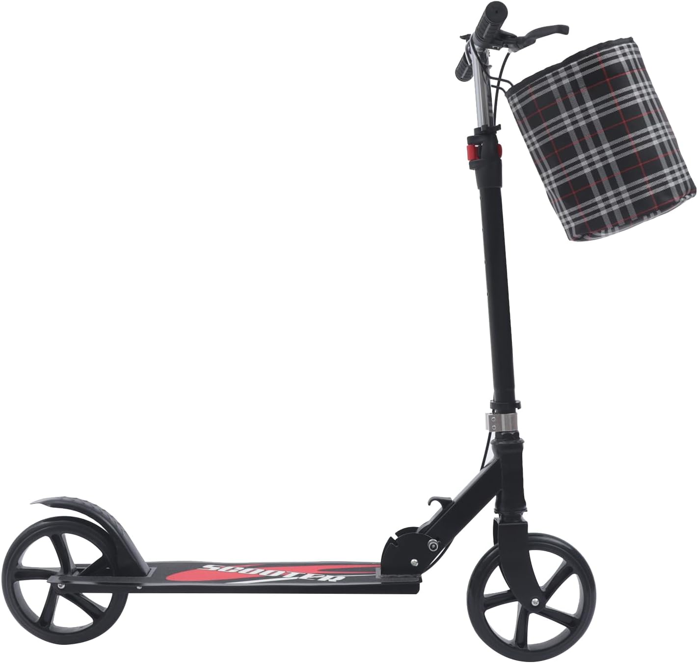 Folding Scooter with Height Adjustable Handlebar and Front Basket, Load Capacity up to 150 kg – Bild 3