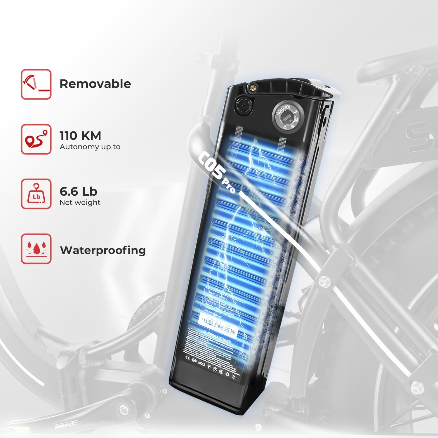 SAMEBIKE E-Bike Folding Bike Electric Bicycle with 20 Inch Fat Tire, 13Ah Lithium Battery for Long Range up to 120 KM, 7-Speed All-Terrain Ebike Men for MTB, Beach & Snow – Bild 3