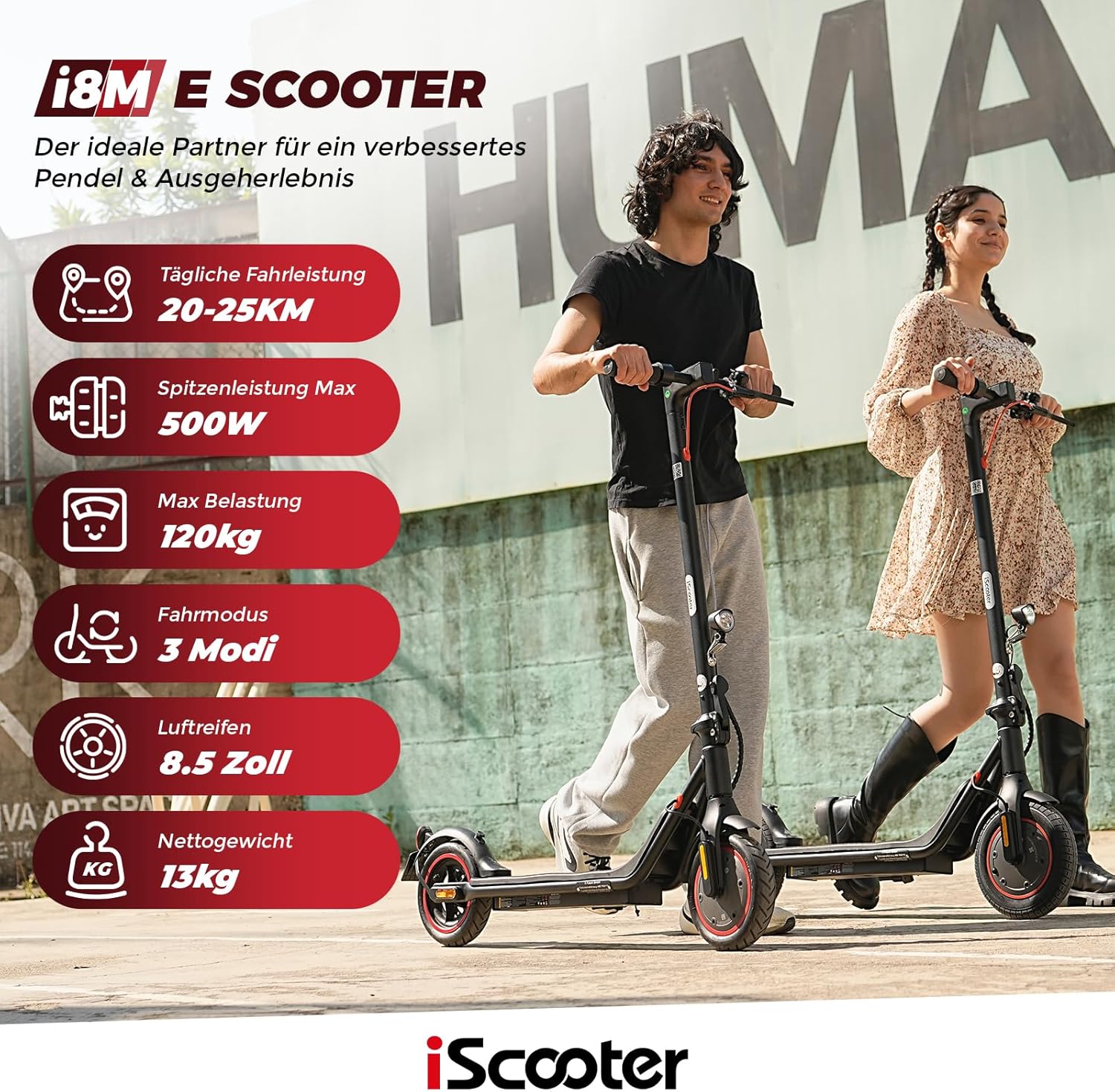 E Scooter with Road Legal for Adults with Smart App Control, Max 20 km Range, ABE Foldable E Scooter with 8.5 Inch Pneumatic Tyres, Electric Scooter Max. 20 km/h Speed for City Commuters – Bild 2