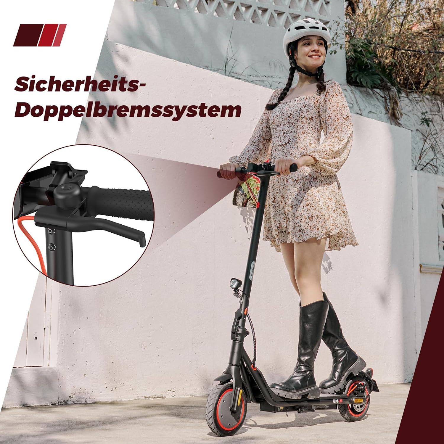 E Scooter with Road Legal for Adults with Smart App Control, Max 20 km Range, ABE Foldable E Scooter with 8.5 Inch Pneumatic Tyres, Electric Scooter Max. 20 km/h Speed for City Commuters – Bild 5