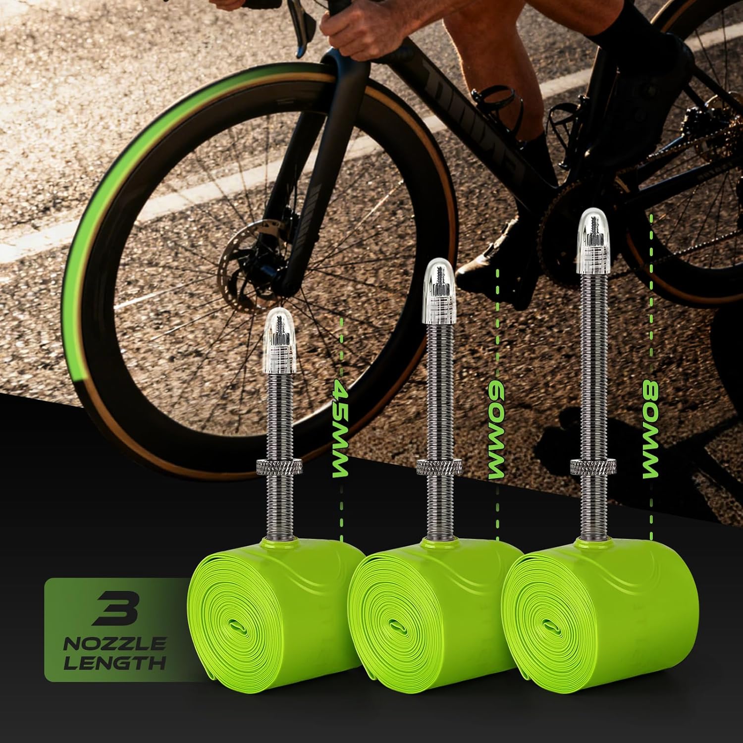 4-Pack CYCLAMI TPU Inner Tube 700×18-32C/MTB29'' 1.9-2.5 Bicycle Inner Tubes Metal Removable Presta Valve 45/60/80mm for Road Bike and Mountain Bike – Bild 2
