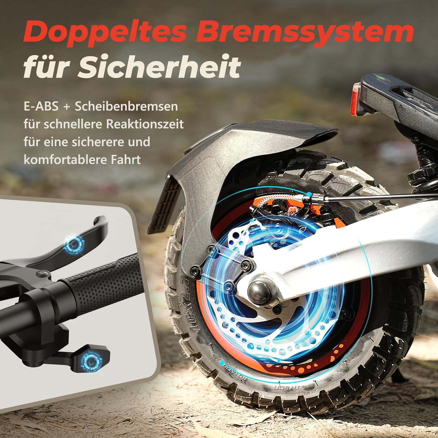 E Scooter with Road Approval, 10 Inch Off-Road Tyres, 500 W Motor, Max 80-100 km Range, Comfortable Damping & Indicator (EMark), App Control, E Scooter for Adults – Bild 5