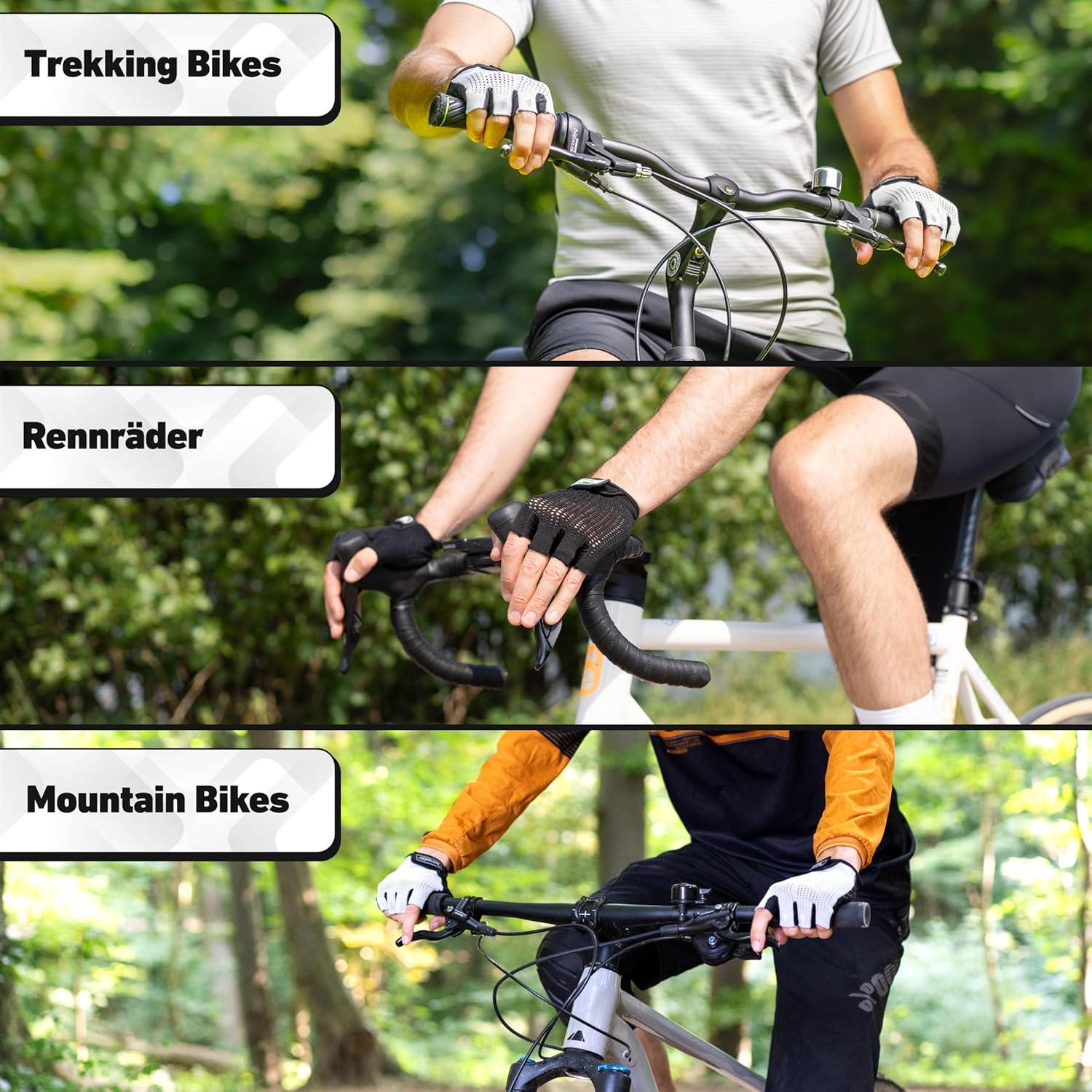 Valkental® - Padded Cycling Gloves | Soft & Breathable | Cycling Gloves Men & Women | Fingerless Cycling Gloves - MTB/Road Bike/Trekking | Gloves Bicycle Short & Lightweight – Bild 4