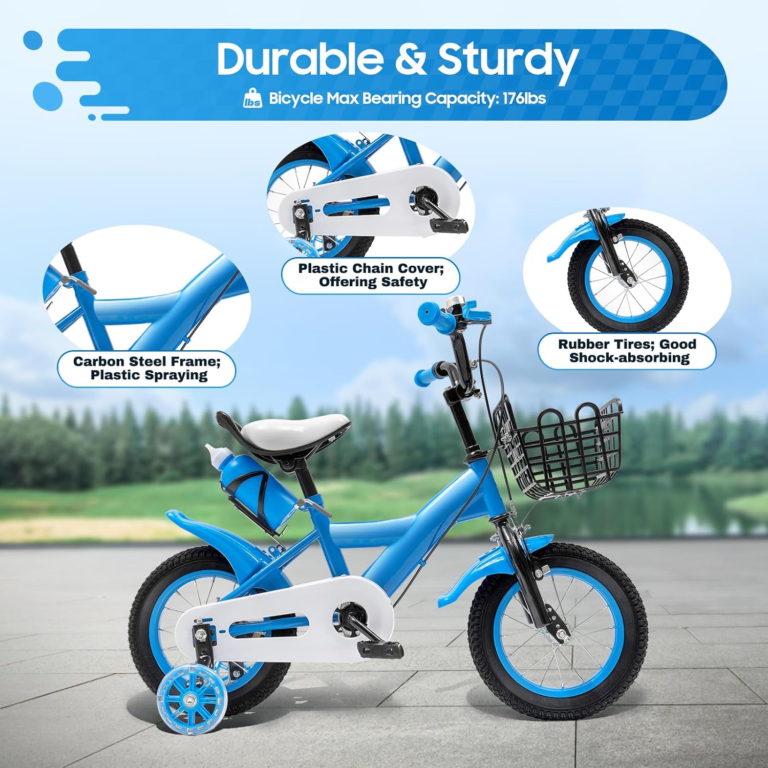 12 Inch Children's Bike, Unisex Children's Play Bike, Steering Wheel and Saddle, Height Adjustable, Children's Bicycle for 3-6 Years, Children's Training Bikes – Bild 8