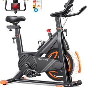 Toputure Exercise Bike with Pulse Measurement and App, 15 kg Flywheel, Ergometer, 0-100% Magnetic Resistance, Home Trainer Bicycle, Up to 160 kg, Tablet Holder, Drink Holder, Ultra Quiet