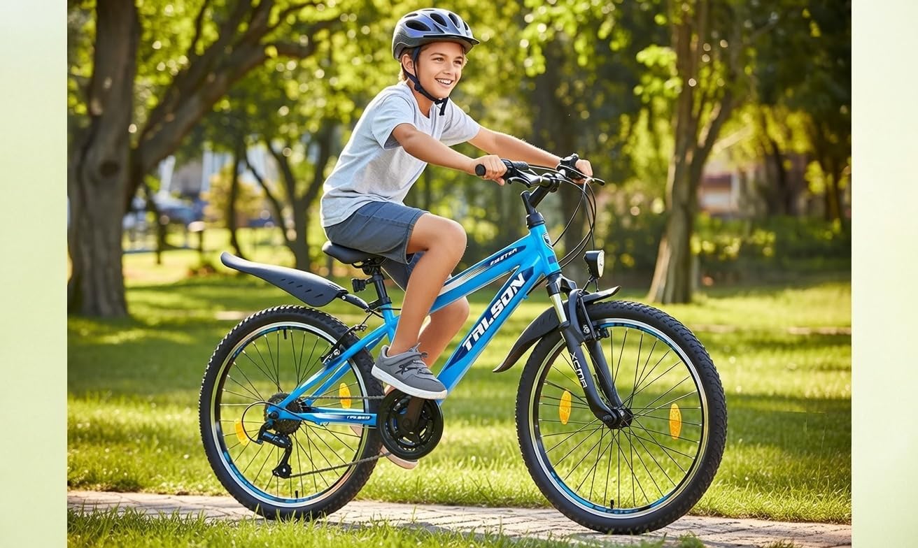 Talson 26 Inch Mountain Bike Bicycle with 21 Speed Shimano, Fork Suspension and Lighting, Blue – Bild 3