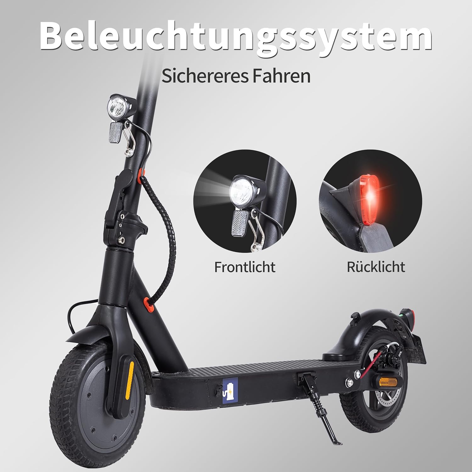 E-Scooter with Road Approval (ABE) 350W Motor 20km/h Range 25-40km E-ABS Disc Brake Folding Dual Brake System IP54 LED Display for Commute Short Distance – Bild 3