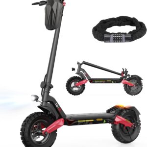 E Scooter with Road Legal, 80-100 km Range, 48 V 15 Ah, 10 Inch Offroad Pneumatic Tyres, ABE Electric Scooter with Double Shock Absorption, Foldable E Scooter, Offroad Load up to 150 kg, LED, App