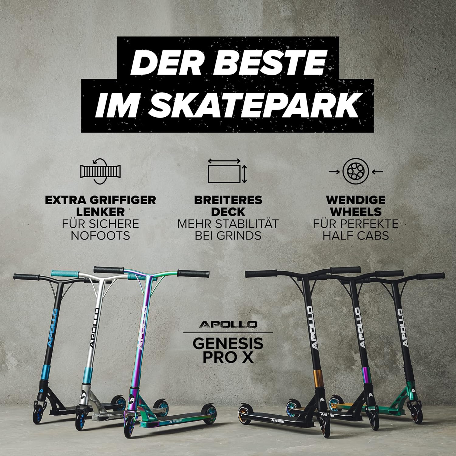 Apollo Stunt Scooter, Genesis Pro X/Pro X Competition, High End Stunt Scooter, ABEC 9 Ball Bearings, Trick Scooter with 110 mm or 120 mm Wheels and Aluminium Core – Bild 5