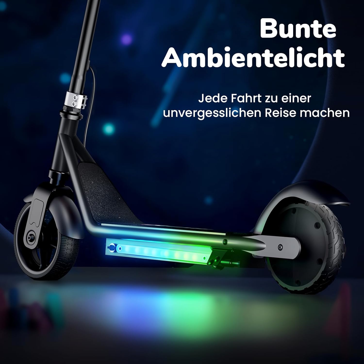 iScooter E Scooter for Children from 6-12/8-14 Years, 2/3 Modes (5-19 km/h), 6.5 Inch Music Foldable Electric Scooter & 3 Adjustable Heights, 5.5 Inch Children's Electric Scooter with 7-Coloured – Bild 5