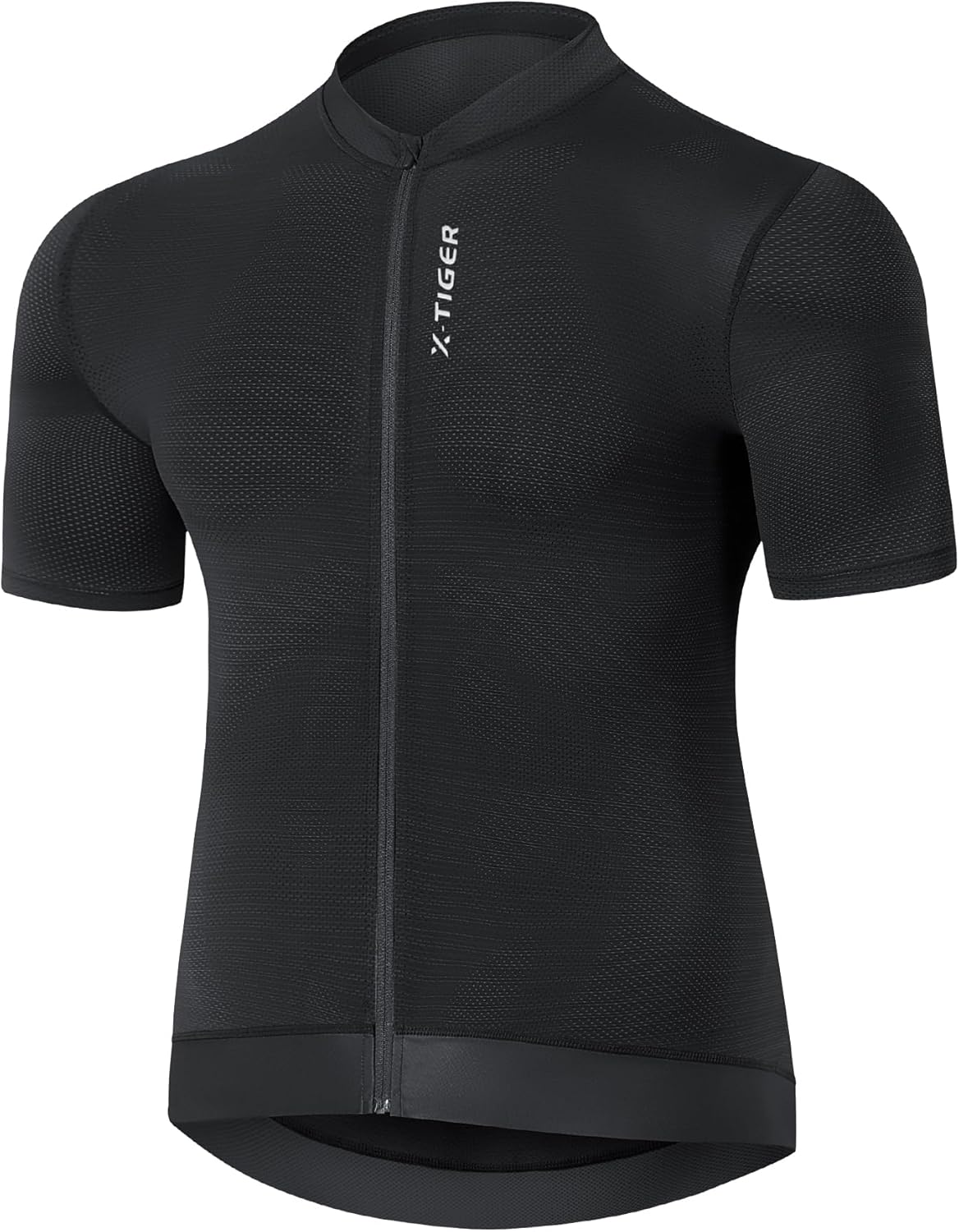 X-TIGER Cycling Jersey Men's Short Sleeve Cycling Jersey Breathable Quick Drying Cycling Clothing with 4 Pockets and Reflective Details Zip