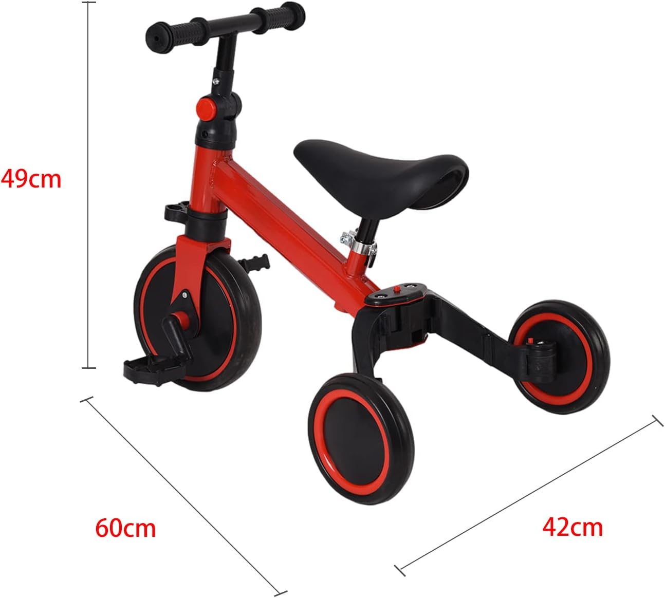 HUOLE Balance Bike for Children from 1 Year Old, Toy with 3 Wheels, for Baby Bike from 12 to 36 Months, First Bike without Pedals for Boys and Girls as Birthday Gift (Red) – Bild 5