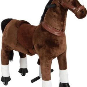 small foot Plush Riding Horse on Wheels, Toy Horse for Riding, Maximum Load 50 kg, for Children from 5 Years, 12462, Brown
