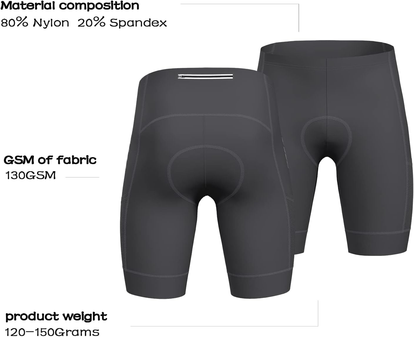 Lo.gas Men's Cycling Shorts Padded 4D Cycling Shorts Short Padded Quick-Drying Elastic with Reflective Stripes – Bild 4