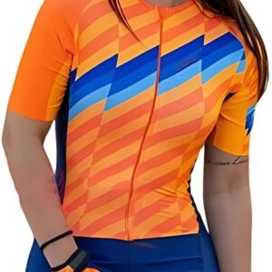 Women Cycling Jumpsuit Bike Jump Short Sleeve Jumpsuit Bike Clothing Set Triathlon Suits with Pad