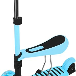 5 in 1 Scooter Scooter with Seat + Slider Flash Wheels PU Wheels Non-Slip LED Light Height Adjustable Ideal for Children 2-8 Years