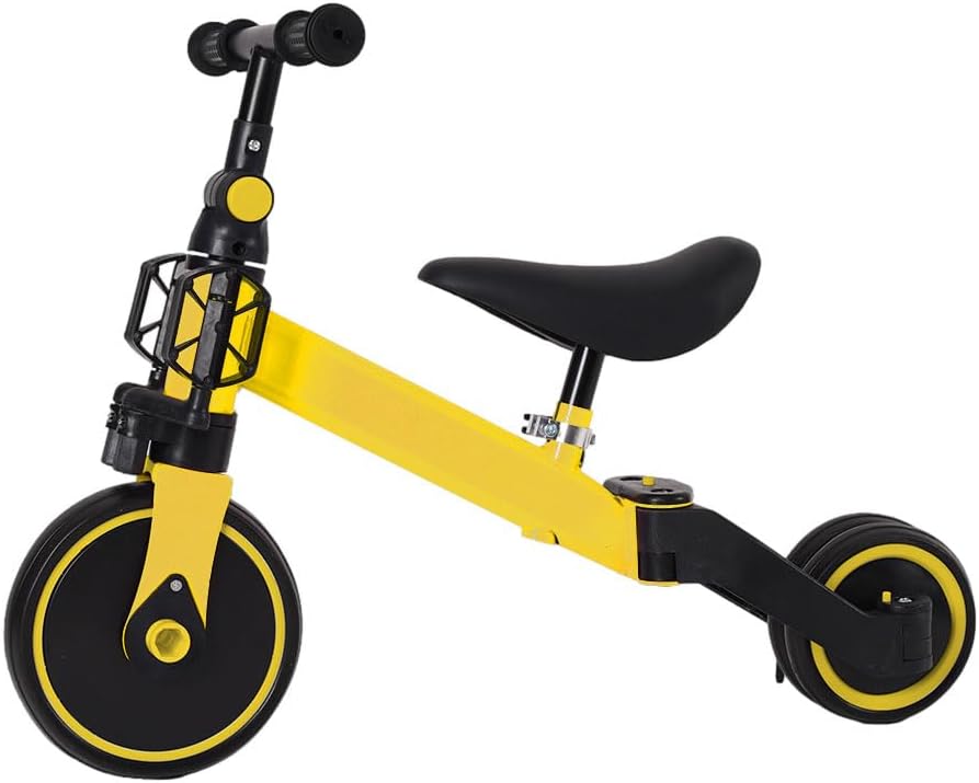 HUOLE 2-in-1 Children's Tricycle & Balance Bike with Adjustable Seat and Handlebar, Children's Tricycle with Removable Pedals, for Children from 1-3 Years Old-2 in 1 (Yellow) – Bild 8