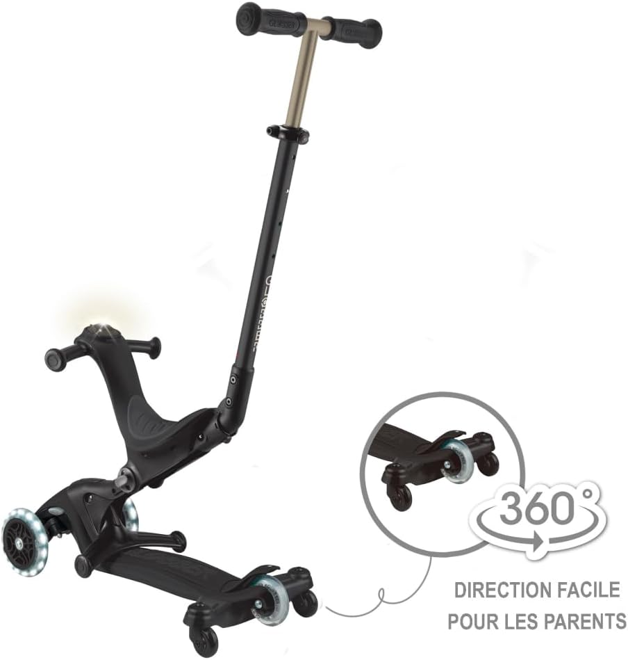 GLOBBER GO-UP Deluxe Lights 360 – 3 in 1 Aufsitzrad, Laufrad, Scooter, 120/80mm, 3-rädrig, verstellbar, LED-Rollen – Bild 3