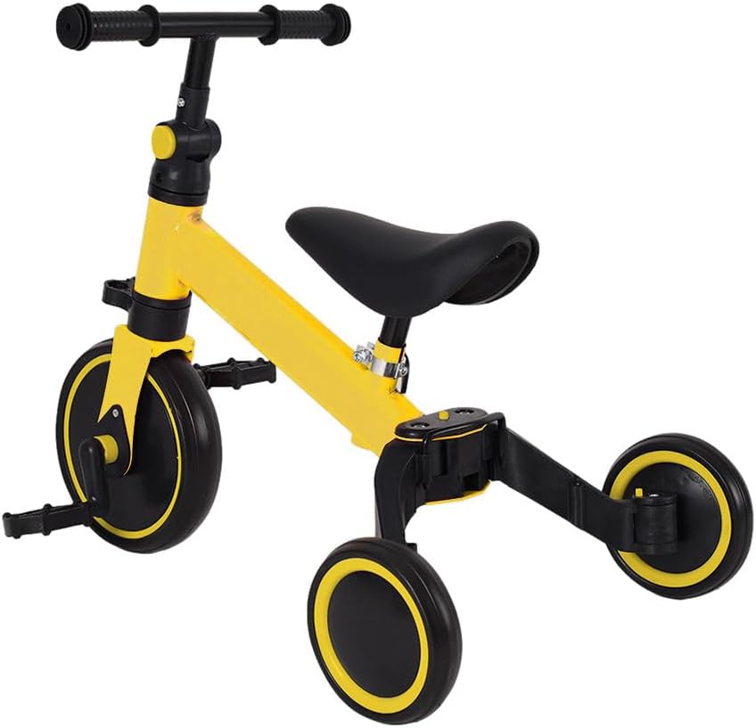 HUOLE 2-in-1 Children's Tricycle & Balance Bike with Adjustable Seat and Handlebar, Children's Tricycle with Removable Pedals, for Children from 1-3 Years Old-2 in 1 (Yellow) – Bild 3