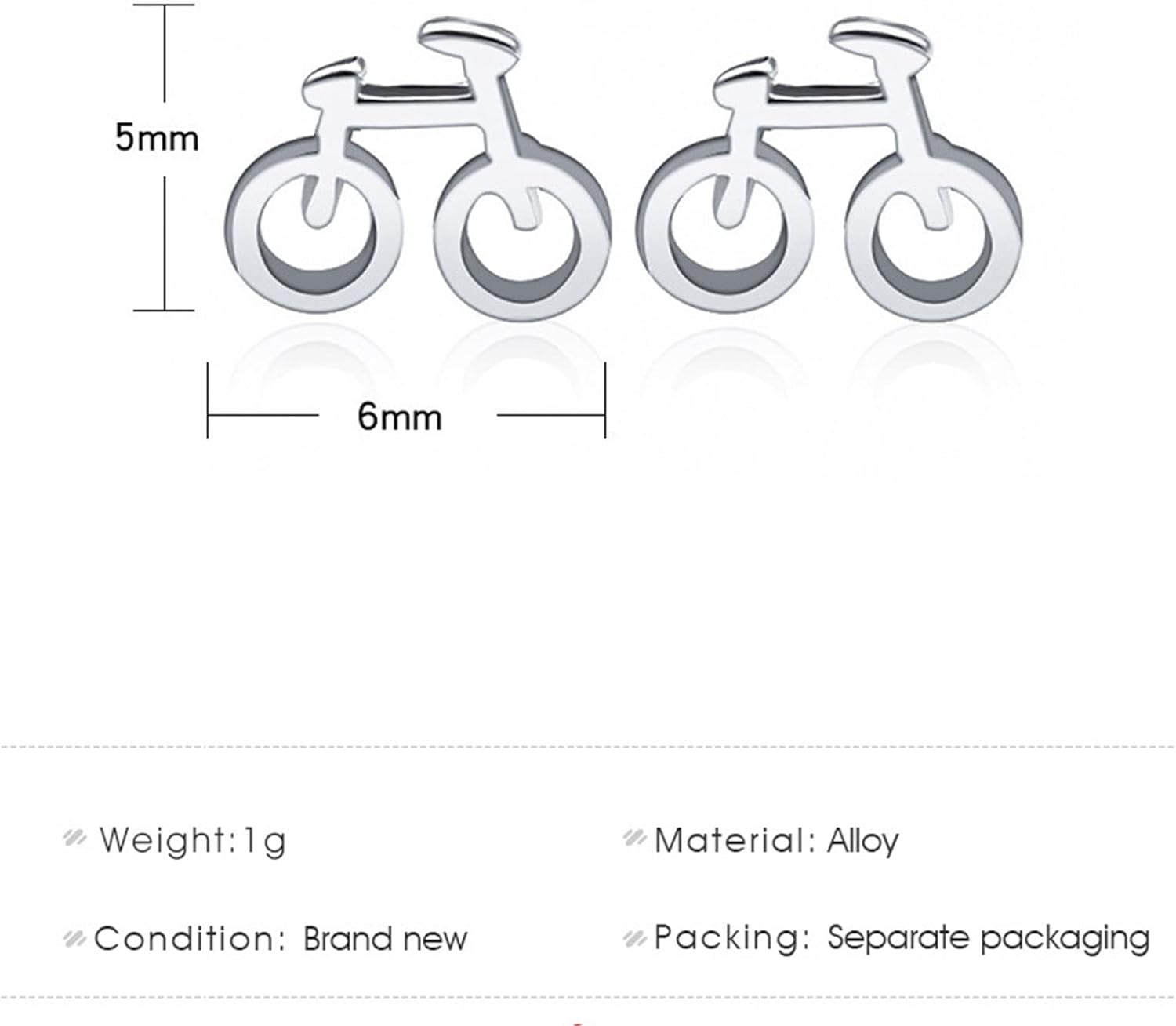 Boho Mini Bicycle Stud Earrings Silver Cartilage Tragus Cute Bicycle Tiny Unique Pin Wedding Earrings Bridal Jewellery Gifts for Women and Girls, Alloy Steel – Bild 6