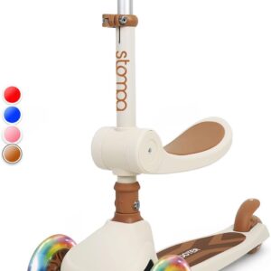 Stompa Roller Kinder 2 Jahre Scooter 2 in 1 Kinderroller ab 2 Jahre bis zu 50 kg mit Klappbar Sitz &LED Räder, Höhenverstellbarer, Faltbar Tretroller Dreirad Roller für Kleinkinder Jungen Mädchen