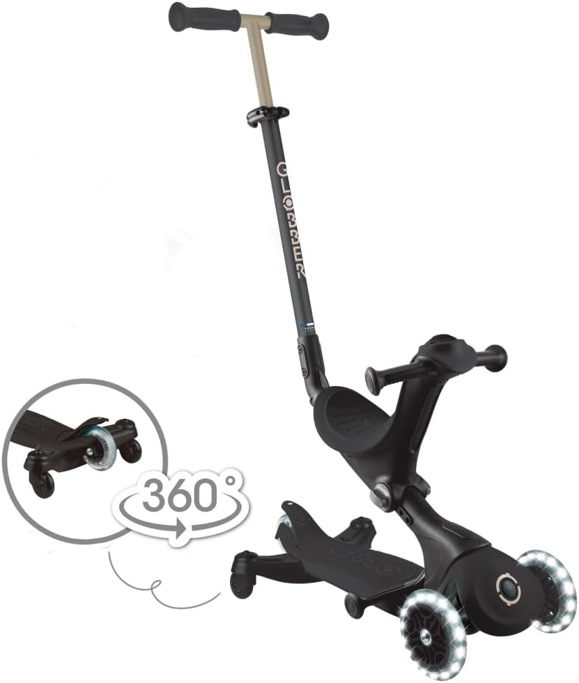 GLOBBER GO-UP Deluxe Lights 360 – 3 in 1 Aufsitzrad, Laufrad, Scooter, 120/80mm, 3-rädrig, verstellbar, LED-Rollen – Bild 2