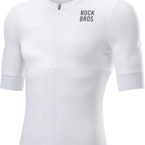 ROCKBROS Cycling Jersey Short Sleeve Men Ultralight Breathable Quick Dry Road Bike Jersey with 3 Back Pockets Cycling Jersey Cycling Clothing for Cycling Road Bike White M-3XL