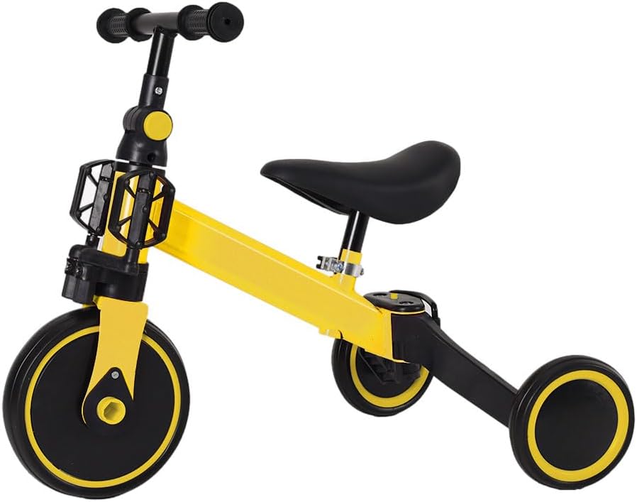HUOLE 2-in-1 Children's Tricycle & Balance Bike with Adjustable Seat and Handlebar, Children's Tricycle with Removable Pedals, for Children from 1-3 Years Old-2 in 1 (Yellow) – Bild 2