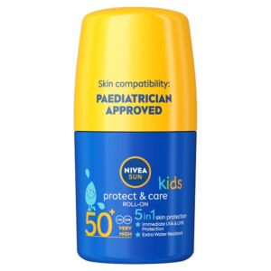 Nivea Sun Cream Roll-On for Kids, High SPF 50, Caring Lotion, 50 ml