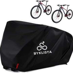BYKLISTA Bicycle Cover for 2 Bicycles – Bicycle Garage Weatherproof Oxford Fabric, Bicycle Tarpaulin Welded Inner Seams & UV Protection